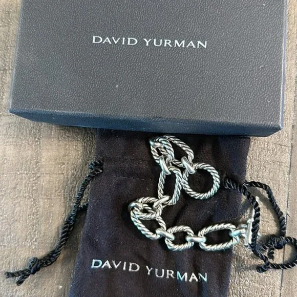 Beautiful XS David Yurman 925 Silver women’s bracelet sapphire end tips on tog - Picture 5 of 5